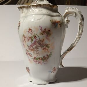 Antique Victoria Carlsbad Austrian Victorian Ceramic Coffee Pitcher Art